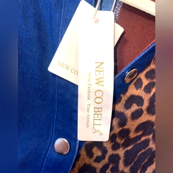 Leopard and Denim Partial Snap Front Sleeveless Dress New Co Bella - Picture 4 of 8